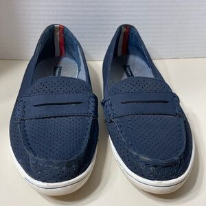Tommy Hilfiger Buterni Womens Size 8M Shoes Flats Penny Loafer Logo Slip On Blue